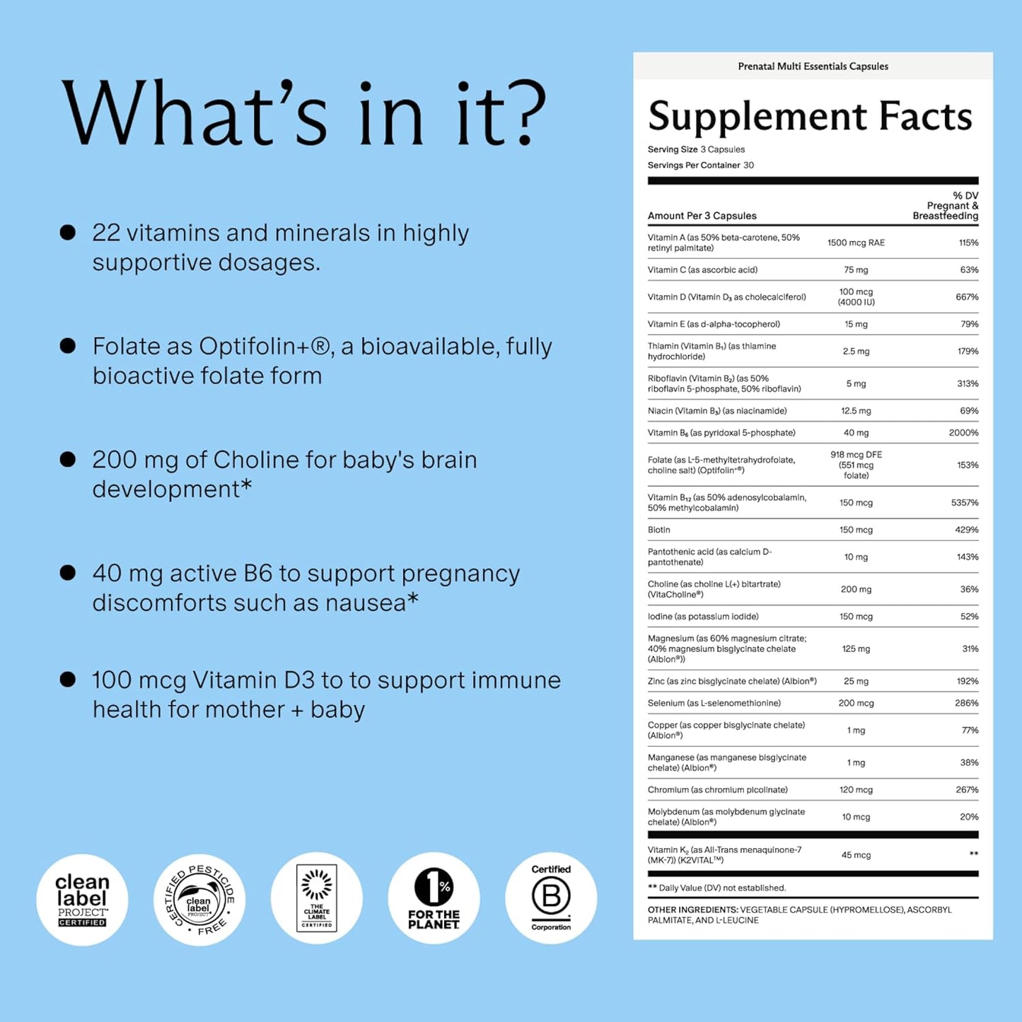 Needed Prenatal Multi Essentials - Citrus - 90 Capsules - Kallpay