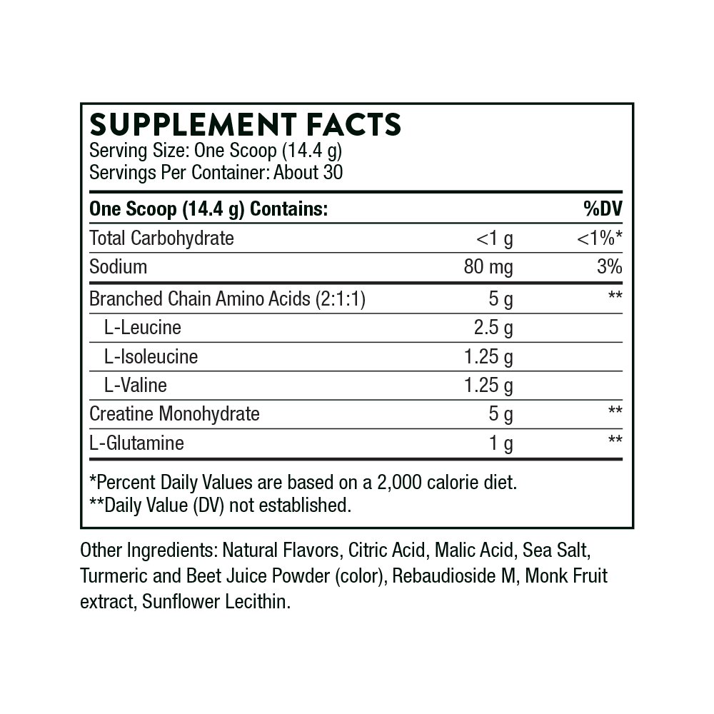 Thorne Creatine + BCAAs - Micronized Creatine Monohydrate + BCAA Powder - Kallpay