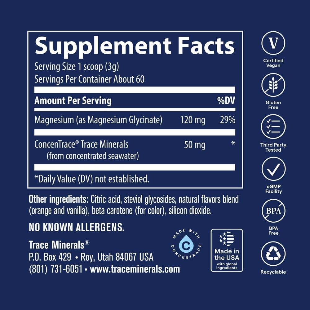 Trace Minerals Research Magnesium Glycinate Powder Orange
