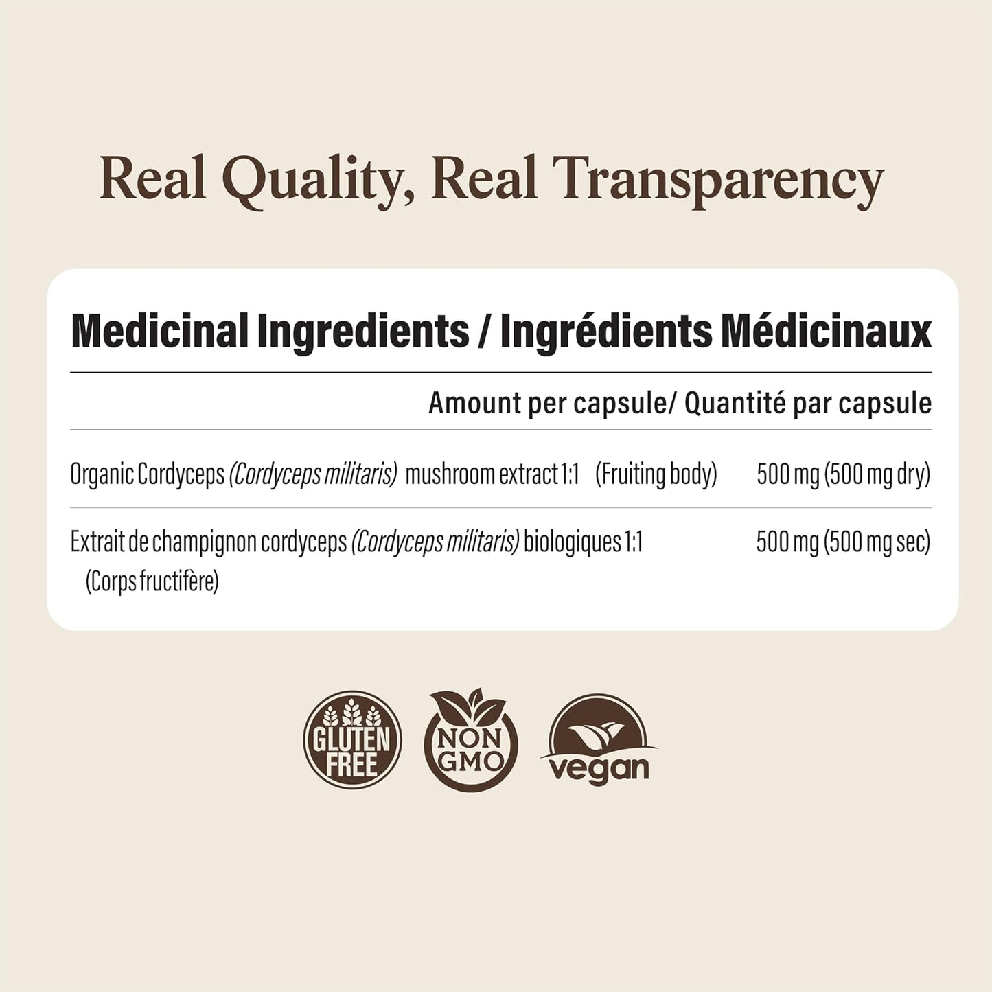 Real Mushrooms Cordyceps Mushroom Extract -  120 capsules