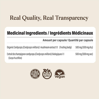 Real Mushrooms Cordyceps Mushroom Extract -  120 capsules