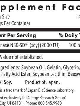 Allergy Research Group Nattokinase Circulatory Systemic Enzymes