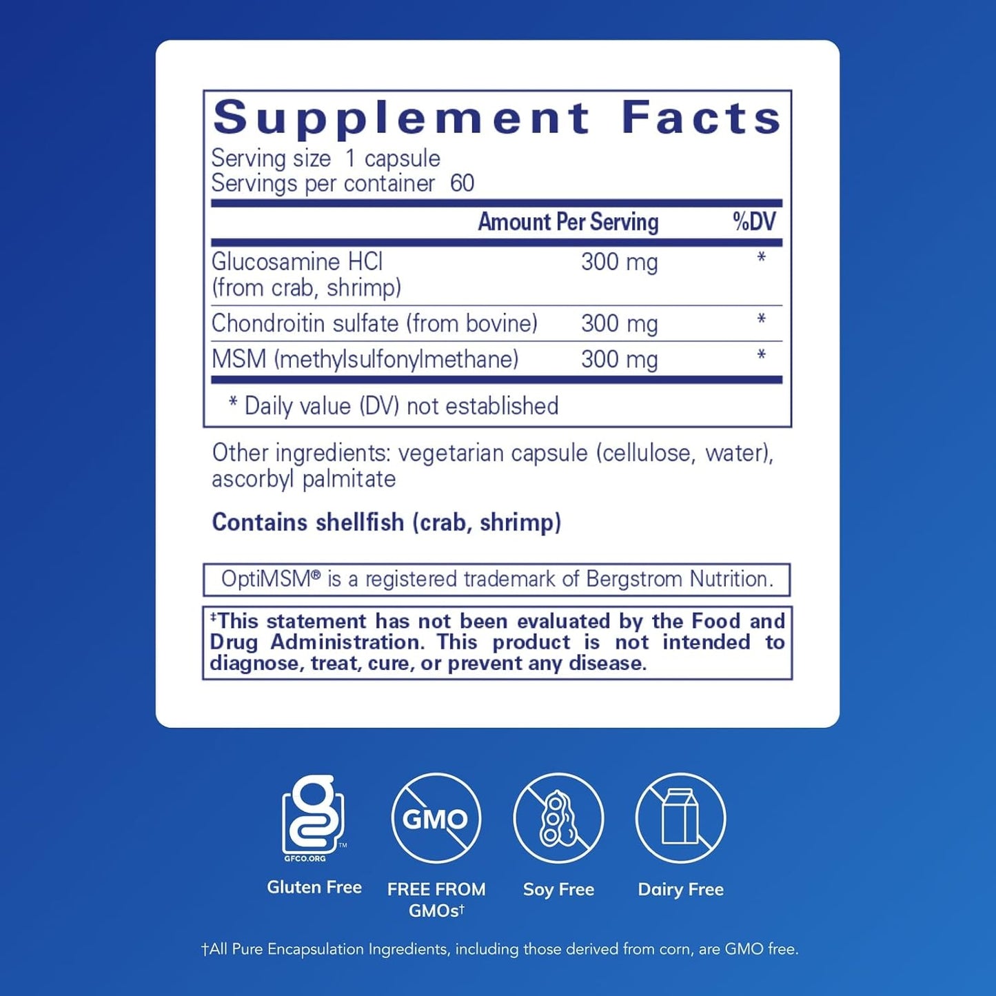 Pure Encapsulations Glucosamine and Chondroitin + MSM - 60 Capsules - Kallpay