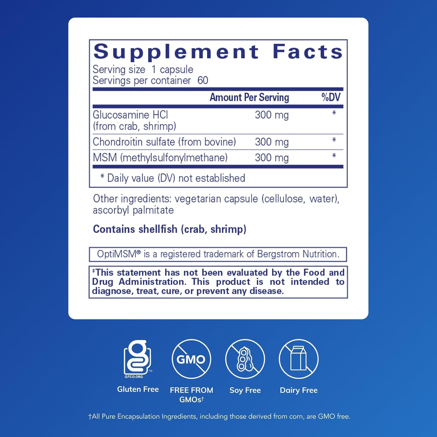Pure Encapsulations Glucosamine and Chondroitin + MSM - 60 Capsules - Kallpay