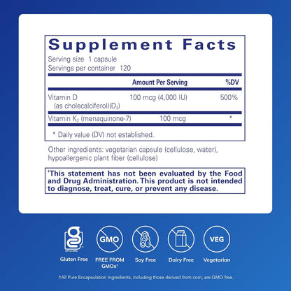 Pure Encapsulations Vitamin D3 & K2 - Kallpay