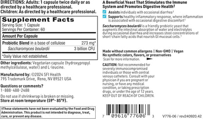 SFI Health Ther - Biotic® Saccharomyces Boulardii Probiotic Yeast Formula - 60 Capsules - Kallpay