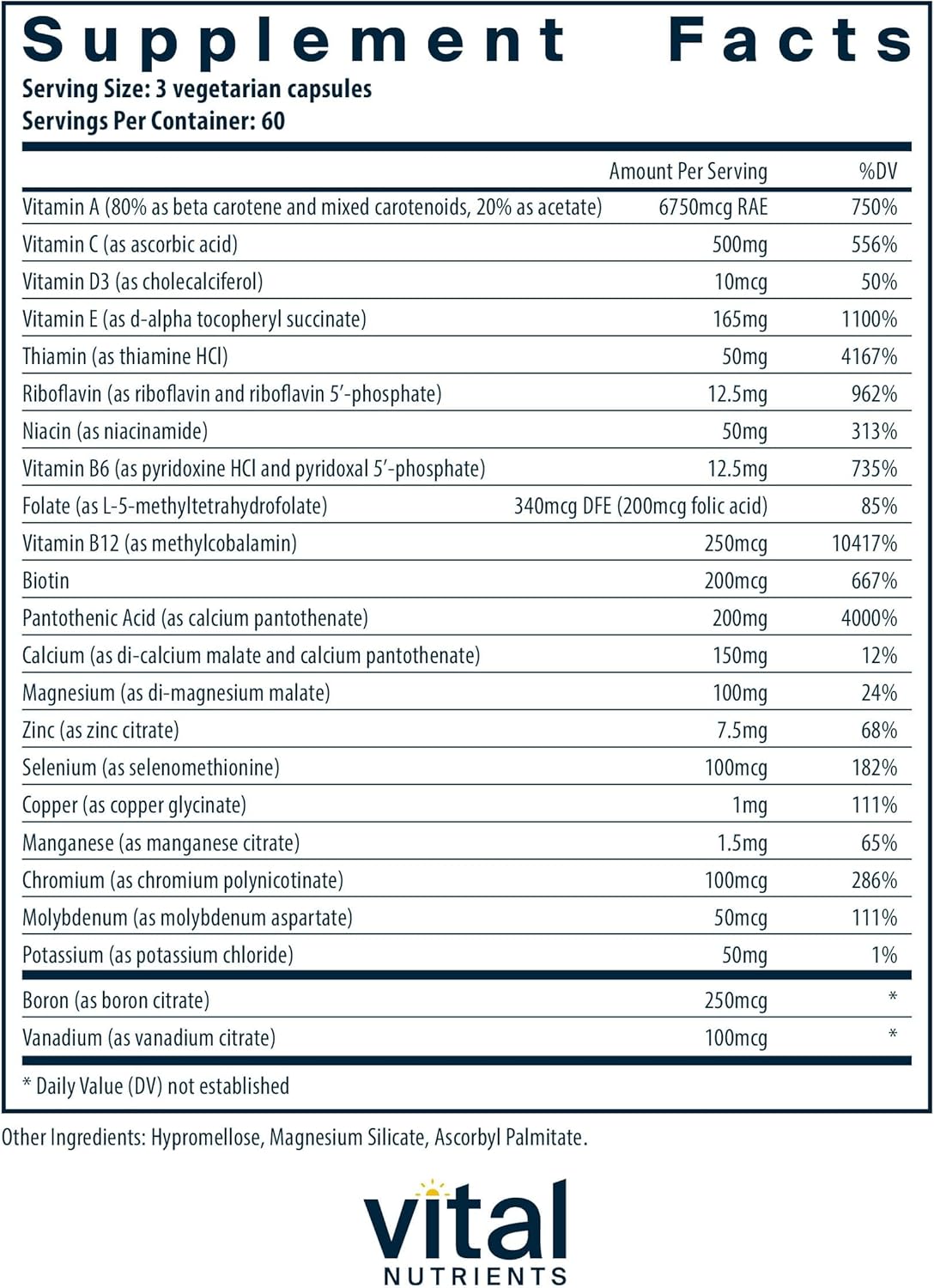 Vital Nutrients Multi - Nutrients (No Iron or Iodine) - Kallpay